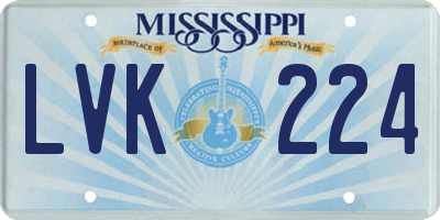 MS license plate LVK224
