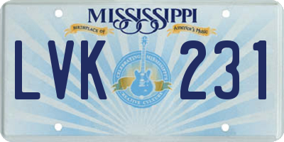 MS license plate LVK231