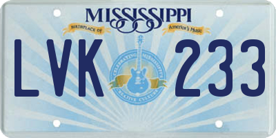 MS license plate LVK233