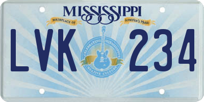 MS license plate LVK234