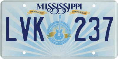 MS license plate LVK237