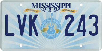 MS license plate LVK243