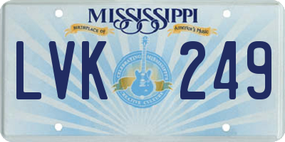 MS license plate LVK249