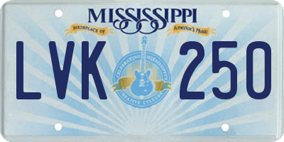 MS license plate LVK250