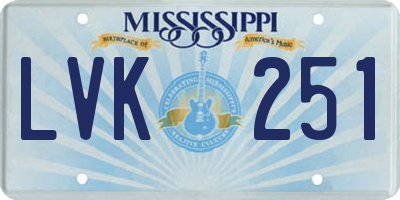 MS license plate LVK251