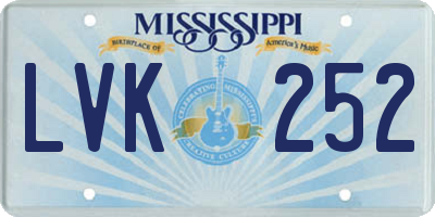 MS license plate LVK252