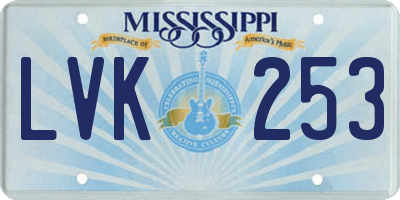MS license plate LVK253