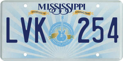MS license plate LVK254
