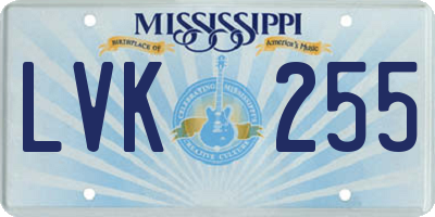 MS license plate LVK255