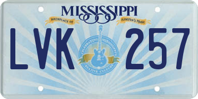 MS license plate LVK257