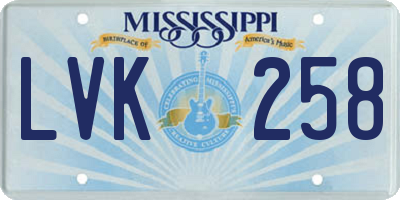 MS license plate LVK258