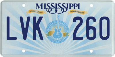 MS license plate LVK260