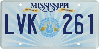 MS license plate LVK261