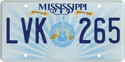 MS license plate LVK265