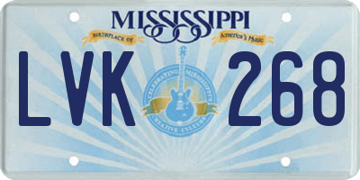 MS license plate LVK268