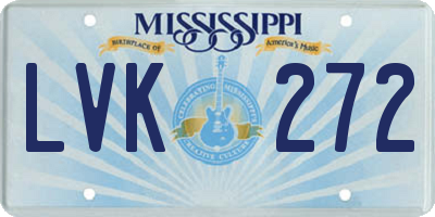 MS license plate LVK272