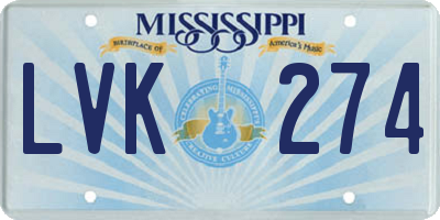 MS license plate LVK274