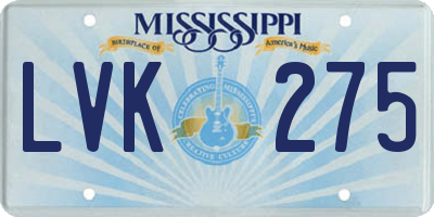 MS license plate LVK275