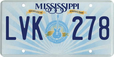 MS license plate LVK278