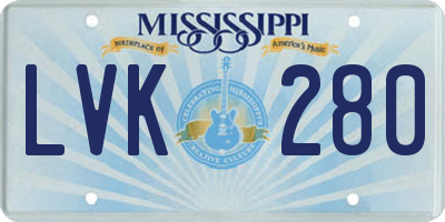 MS license plate LVK280