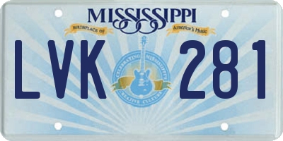 MS license plate LVK281