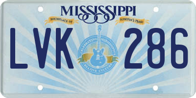 MS license plate LVK286