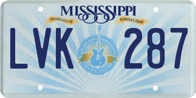 MS license plate LVK287
