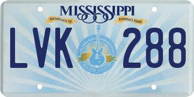 MS license plate LVK288