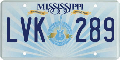 MS license plate LVK289