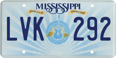 MS license plate LVK292