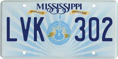 MS license plate LVK302