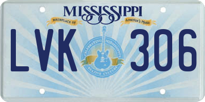 MS license plate LVK306