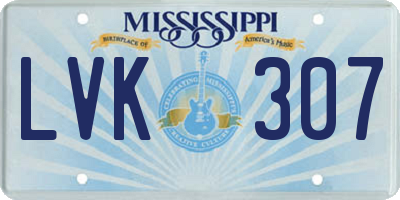 MS license plate LVK307