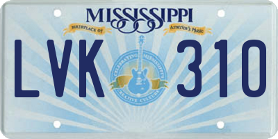 MS license plate LVK310