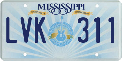 MS license plate LVK311