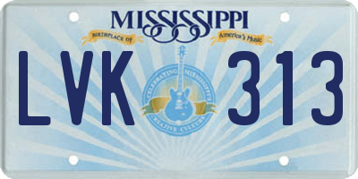 MS license plate LVK313