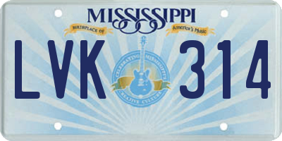 MS license plate LVK314