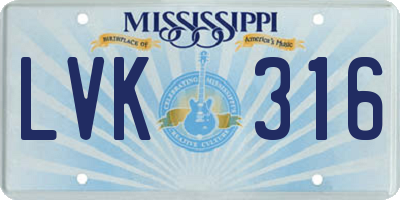 MS license plate LVK316