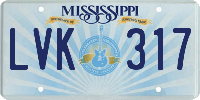 MS license plate LVK317