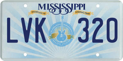 MS license plate LVK320
