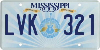 MS license plate LVK321