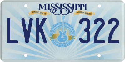 MS license plate LVK322