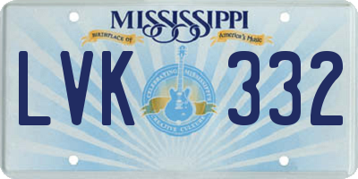 MS license plate LVK332