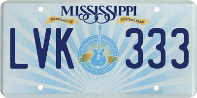MS license plate LVK333