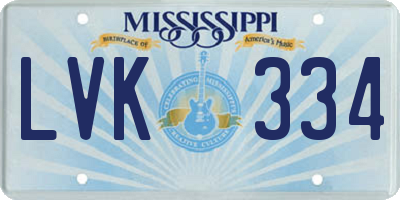 MS license plate LVK334
