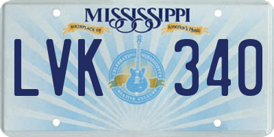 MS license plate LVK340
