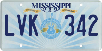 MS license plate LVK342