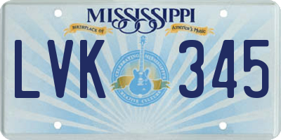 MS license plate LVK345