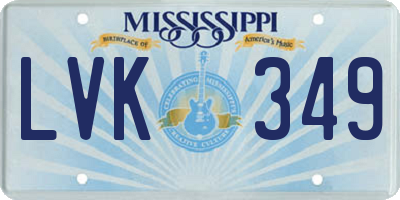 MS license plate LVK349
