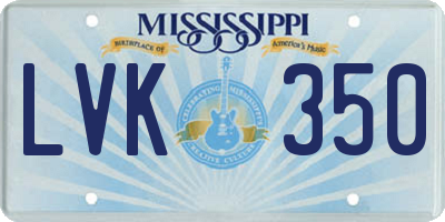 MS license plate LVK350